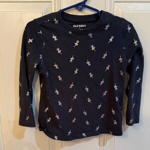 Old Navy Kids Dark Blue Long Sleeve Tee with White Ballerina Pattern